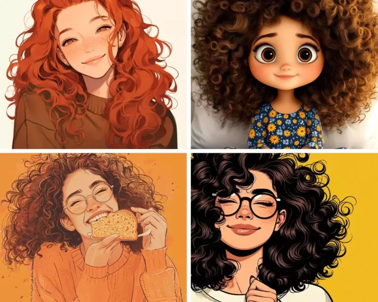 عکس دختر مو فرفری کارتونی ♥️ [کیوت و فانتزی]