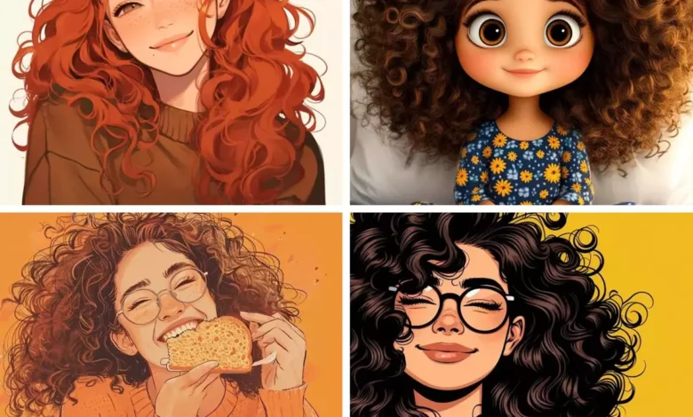عکس دختر مو فرفری کارتونی ♥️ [کیوت و فانتزی]