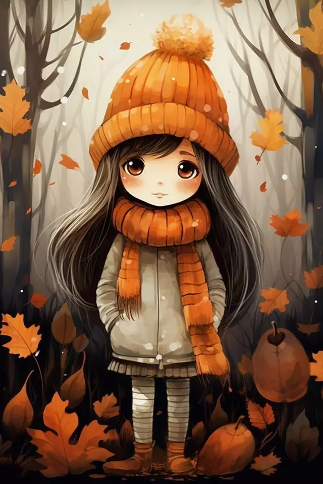 عکس دختر پاییزی فانتزی کارتونی