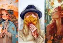 عکس دختر پاییزی فانتزی کارتونی