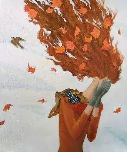 عکس دختر پاییزی فانتزی کارتونی
