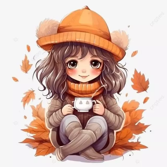 عکس دختر پاییزی فانتزی کارتونی