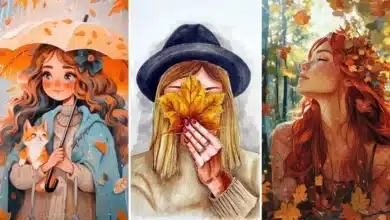 عکس دختر پاییزی فانتزی کارتونی