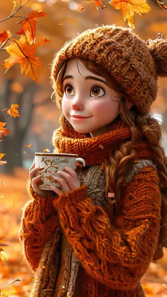 عکس دختر پاییزی فانتزی کارتونی