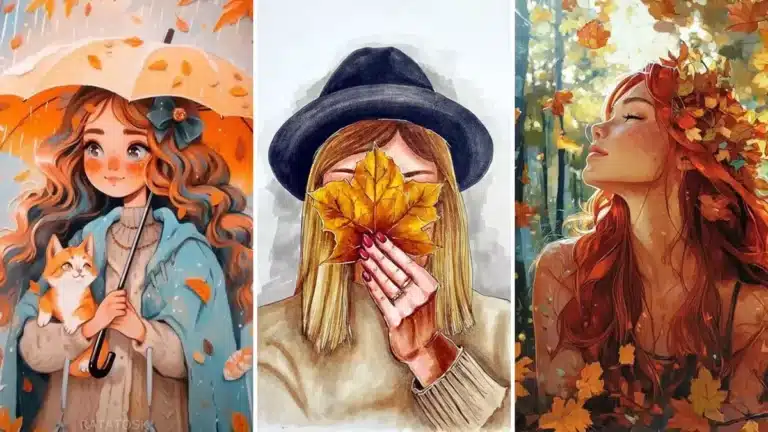 عکس دختر پاییزی فانتزی کارتونی