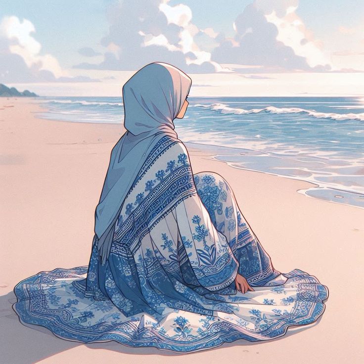 عکس پروفایل دختر با حجاب کنار دریا کارتونی 10