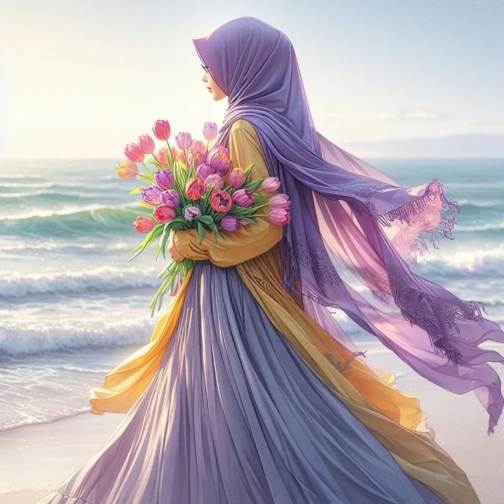 عکس پروفایل دختر با حجاب کنار دریا کارتونی -24 عکس پروفایل دختر با حجاب کنار دریا کارتونی 24
