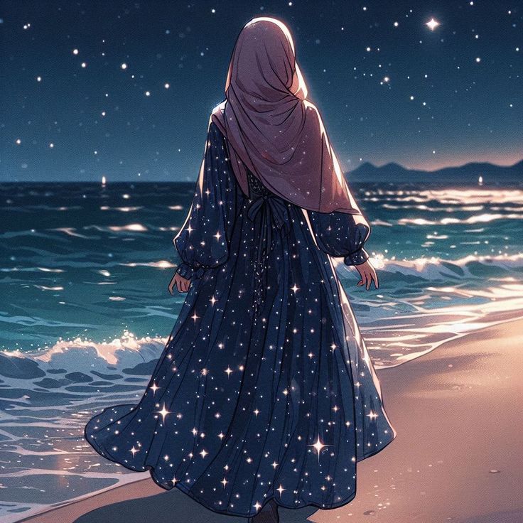 عکس پروفایل دختر با حجاب کنار دریا کارتونی 7
