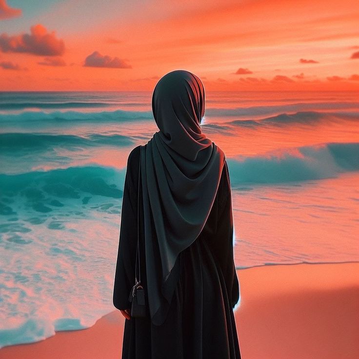 عکس پروفایل دختر با حجاب کنار دریا کارتونی 8