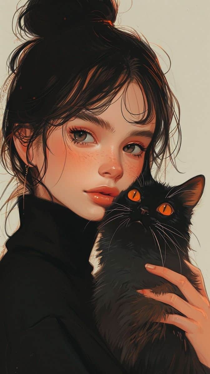 عکس پروفایل گربه و دختر کارتونی 25