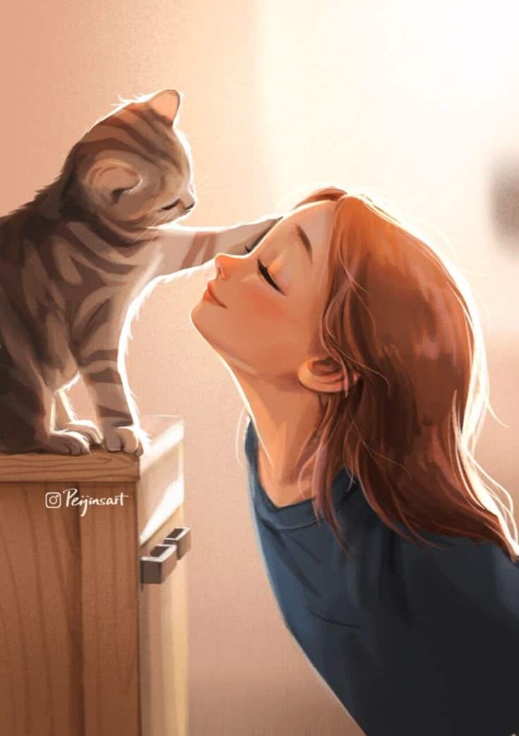 عکس پروفایل گربه و دختر کارتونی 46