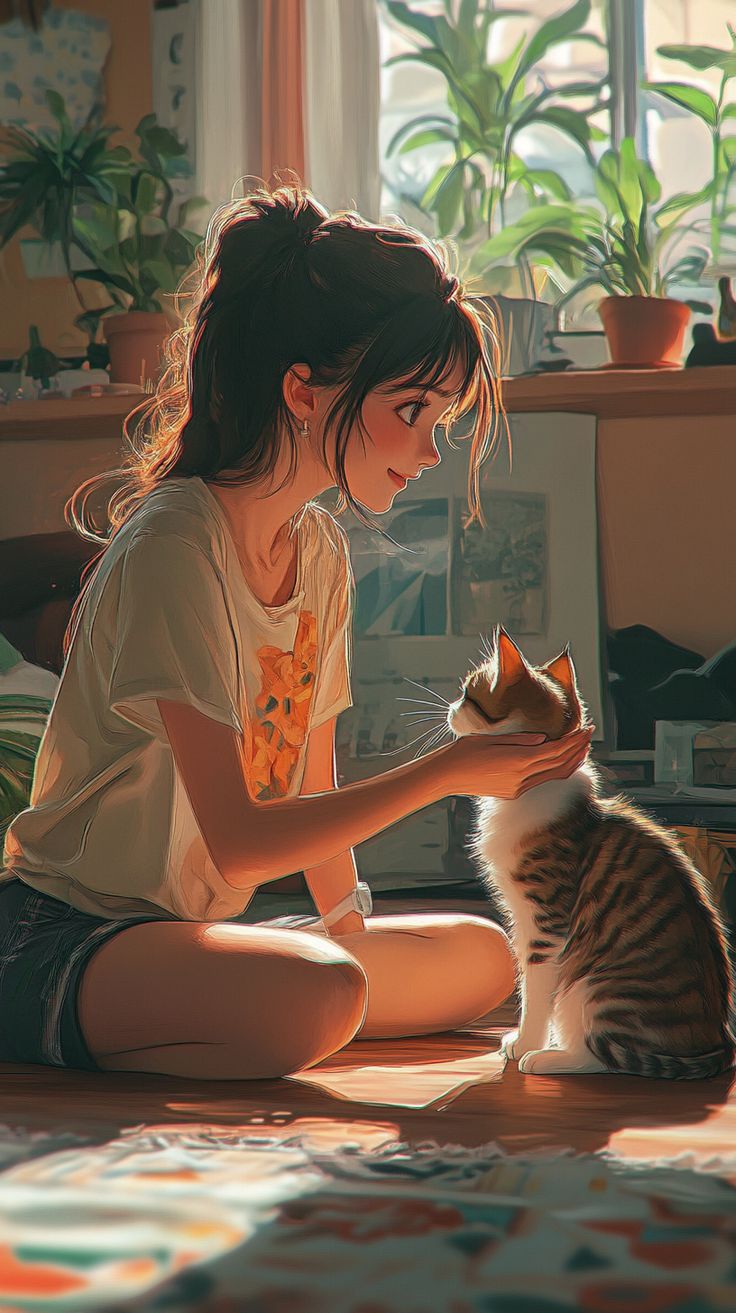 عکس پروفایل گربه و دختر کارتونی 8