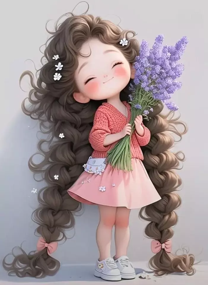 عکس کارتونی دختر بچه مو فرفری برای پروفایل [کیوت و فانتزی]