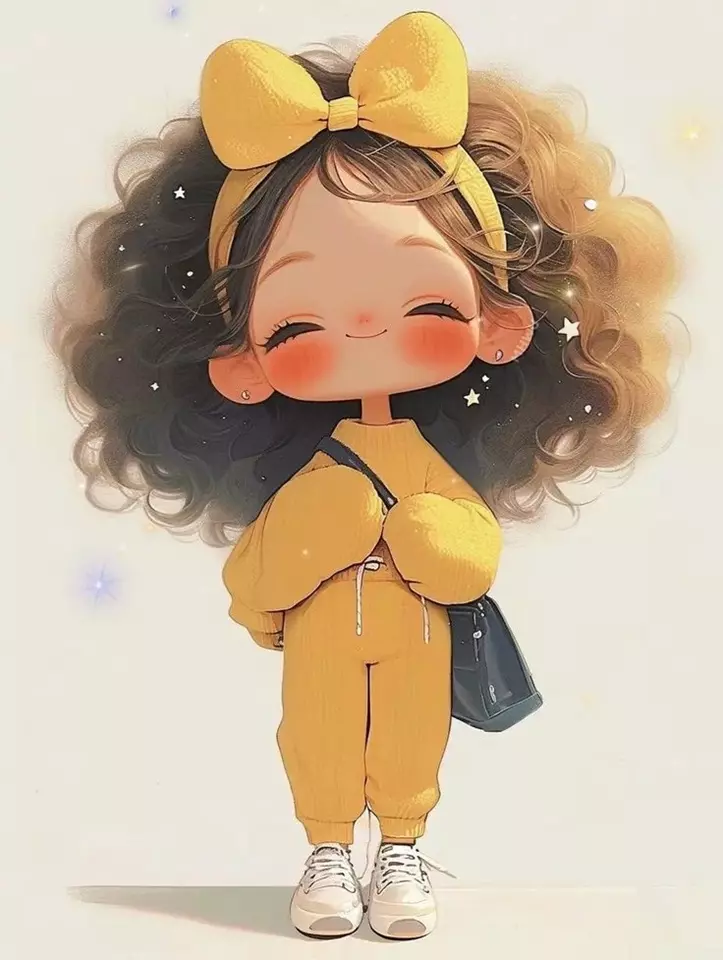 عکس کارتونی دختر بچه مو فرفری برای پروفایل [کیوت و فانتزی]