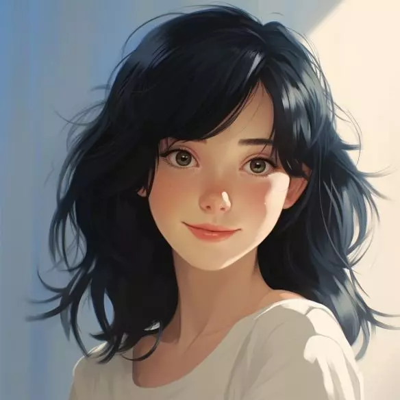 عکس کارتونی دختر مو مشکی برای پروفایل