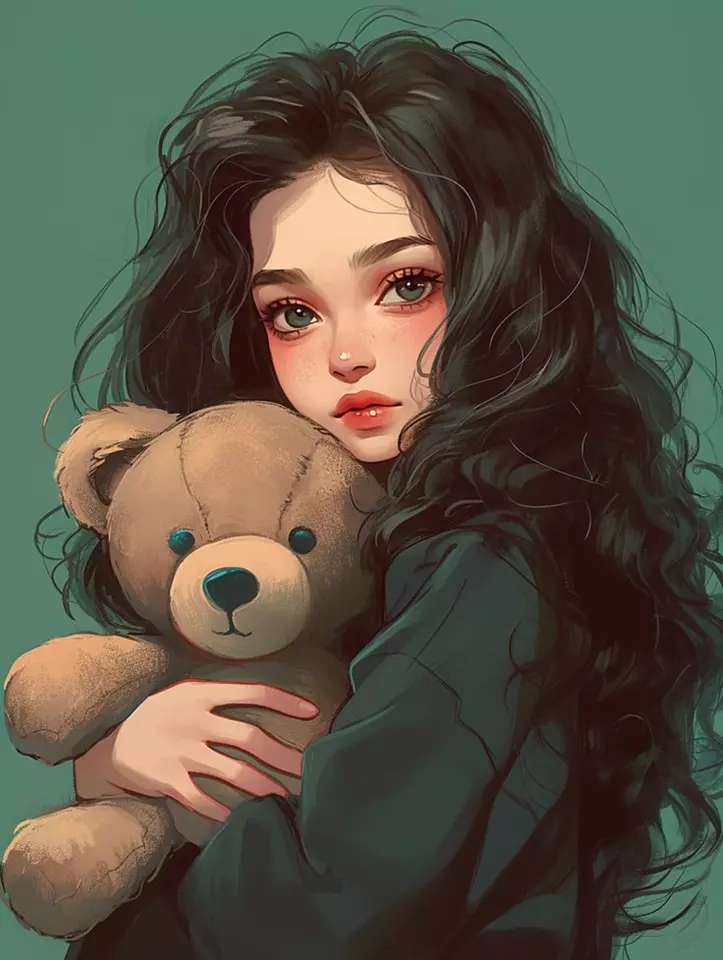 عکس کارتونی دختر مو مشکی برای پروفایل