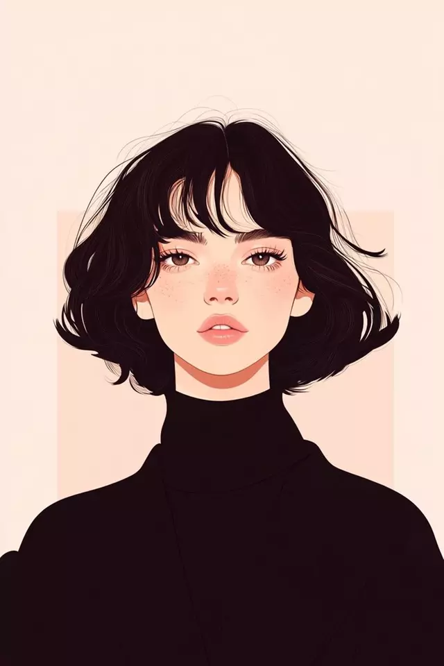عکس کارتونی دختر مو مشکی برای پروفایل
