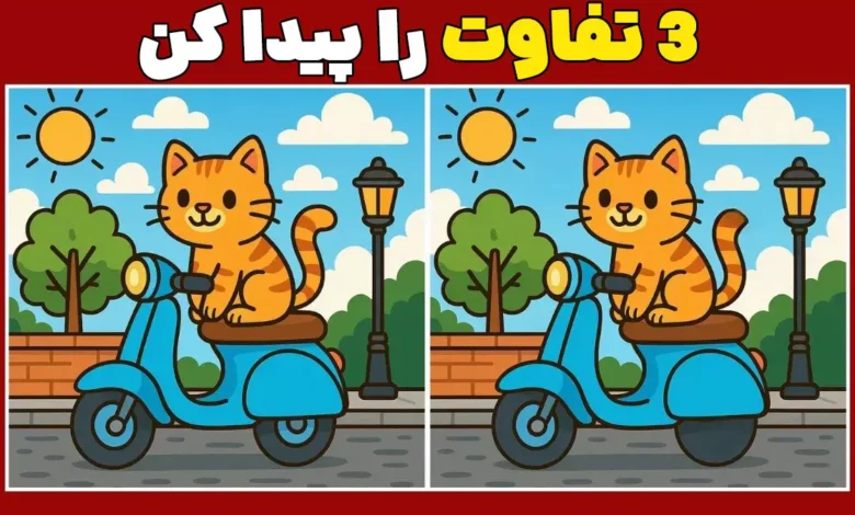 چالش مغزی: می‌تونی ۳ تفاوت تصویر گربه رو فقط در ۶ ثانیه پیدا کنی؟