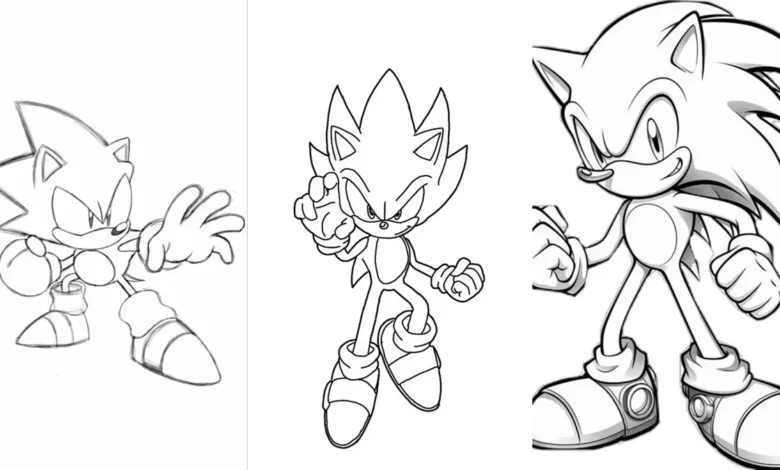 نقاشی سونیک راحت و آسان؛ بدون رنگ