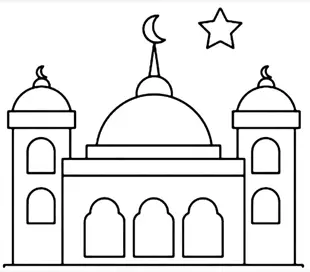 نقاشی مسجد ساده کودکانه 13