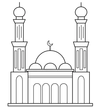 نقاشی مسجد ساده کودکانه 17