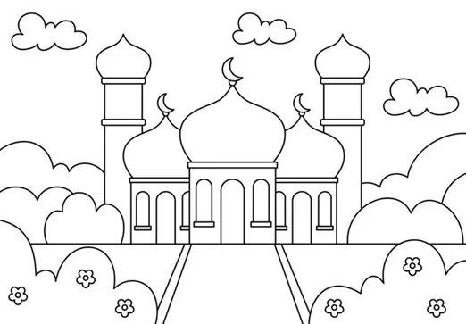 نقاشی مسجد ساده کودکانه 18
