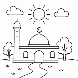 نقاشی مسجد ساده کودکانه 4