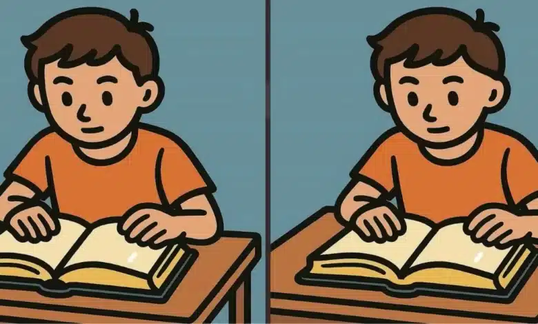 🎯 سه تفاوت را پیدا کنید: چالش ۴۹ ثانیه‌ای پسر در حال مطالعه!