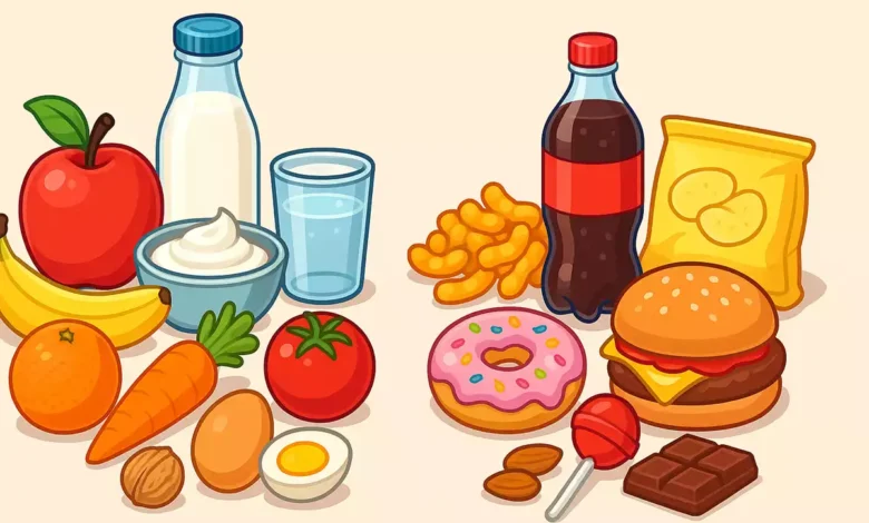 خوراکی های مفید و غیر مفید کلاس اول