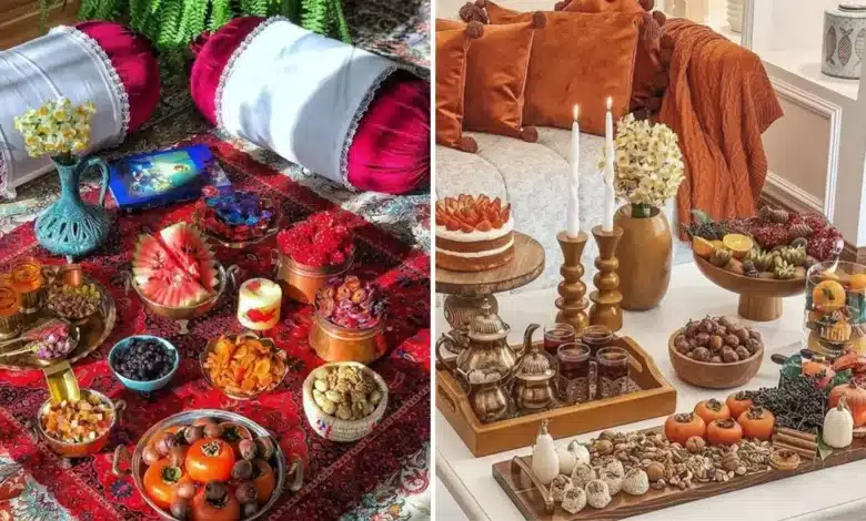 ایده‌های شیک چیدن سفره شب یلدا ۱۴۰۴؛ تزیینات ترند امسال! 🍉✨