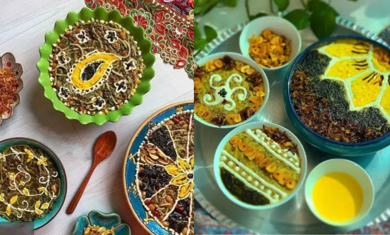 تزیین آش رشته نذری مجلسی