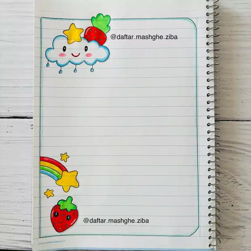 تزیین دفتر مشق دخترانه رنگین کمان 🌈