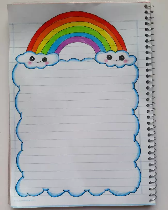 تزیین دفتر مشق دخترانه رنگین کمان 🌈