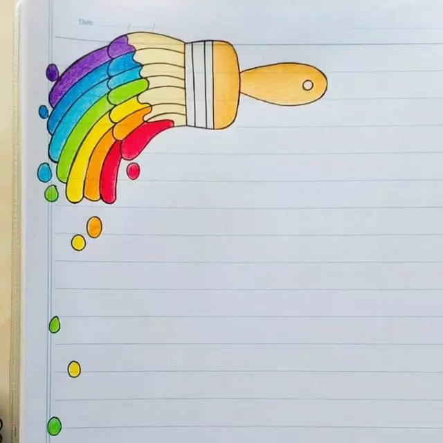 تزیین دفتر مشق دخترانه رنگین کمان 🌈