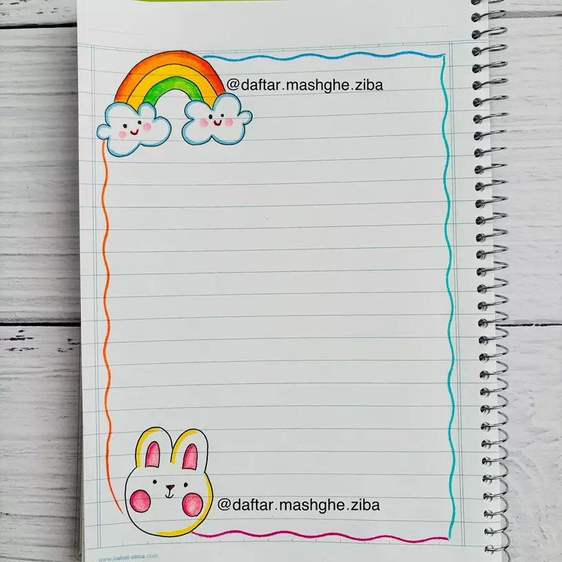 تزیین دفتر مشق دخترانه رنگین کمان 🌈