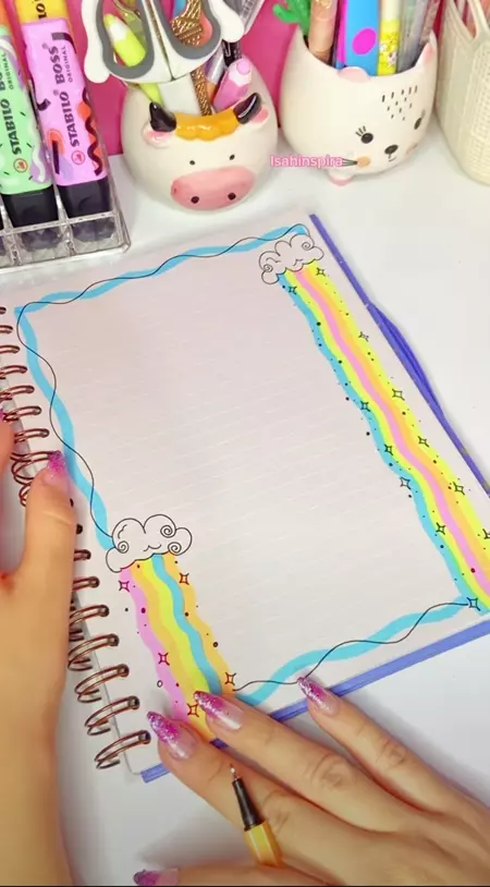 تزیین دفتر مشق دخترانه رنگین کمان 🌈