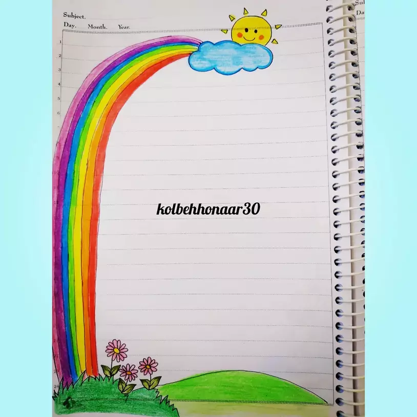 تزیین دفتر مشق دخترانه رنگین کمان 🌈