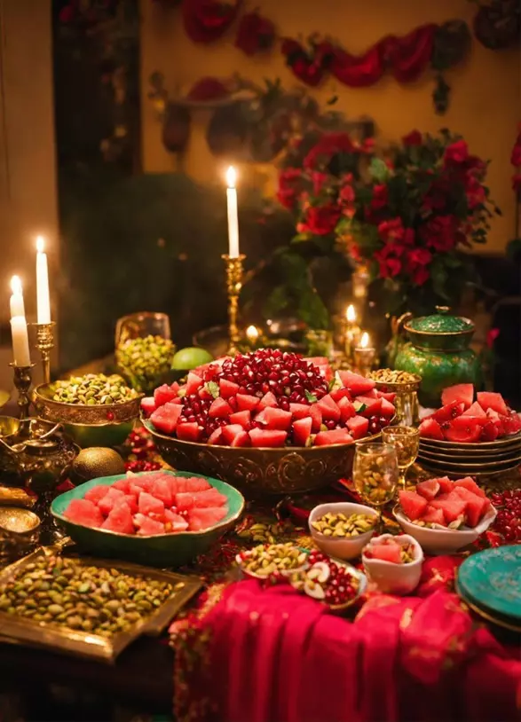 ایده‌های شیک چیدن سفره شب یلدا ۱۴۰۴؛ تزیینات ترند امسال! 🍉✨