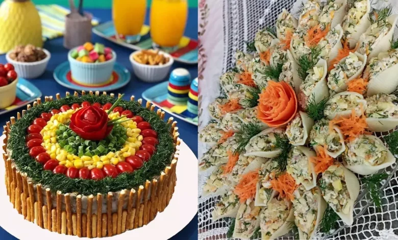 تزیین سلاد ماکارونی برای تولد و مجالس