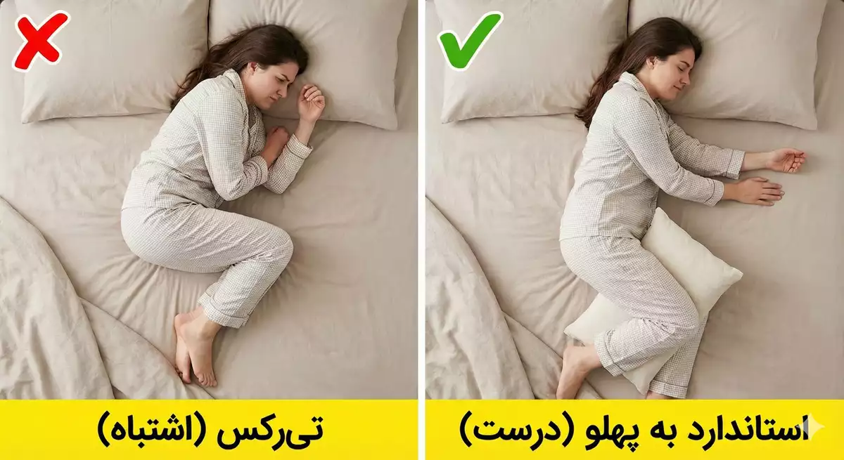 مقایسه حالت خواب تی‌رکس با حالت استاندارد به پهلو