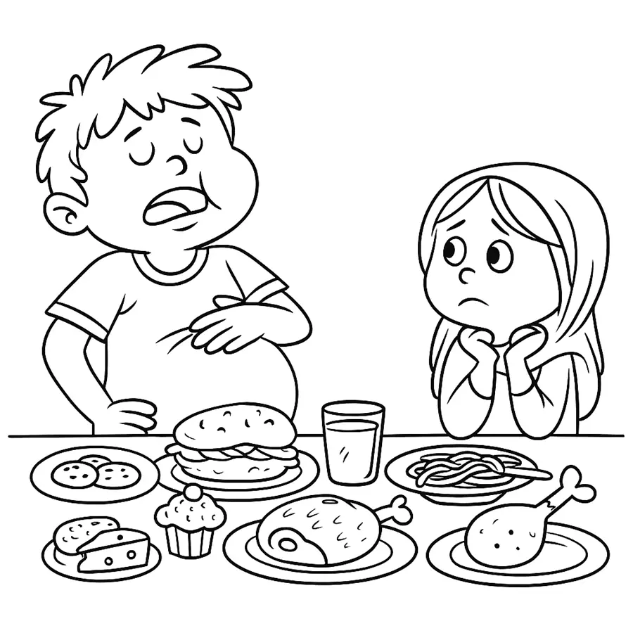 نقاشی در مورد بخورید و بیاشامید اما اسراف نکنید 4