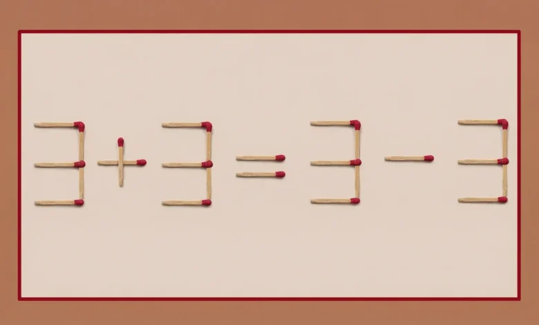 چگونه معادله غلط 3+3=3−3 را فقط با جابه‌جایی یک چوب کبریت حل کنیم؟!