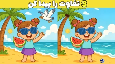 ۳ تفاوت پنهان تصویر دختر کنار ساحل؛ فقط تیزبینها در ۱۰ ثانیه پیدا میکنن! 👀🔥
