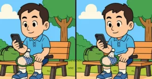 سه تفاوت تصویر پسری که روی نیمکت پارک