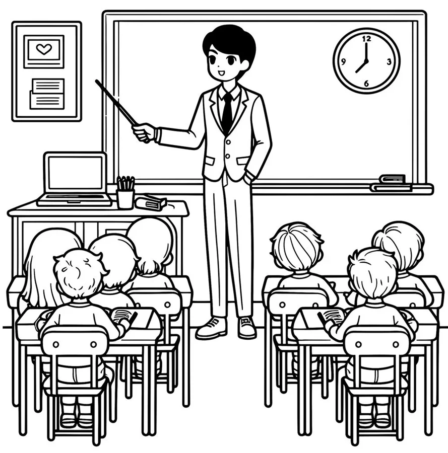 نقاشی کلاس درس و معلم 1 نقاشی کلاس درس و معلم 1
