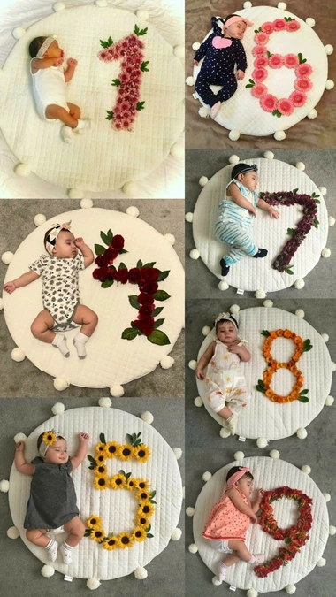 ایده عکس ماهگرد نوزاد دختر در منزل 17 ایده عکس ماهگرد نوزاد دختر در منزل 17