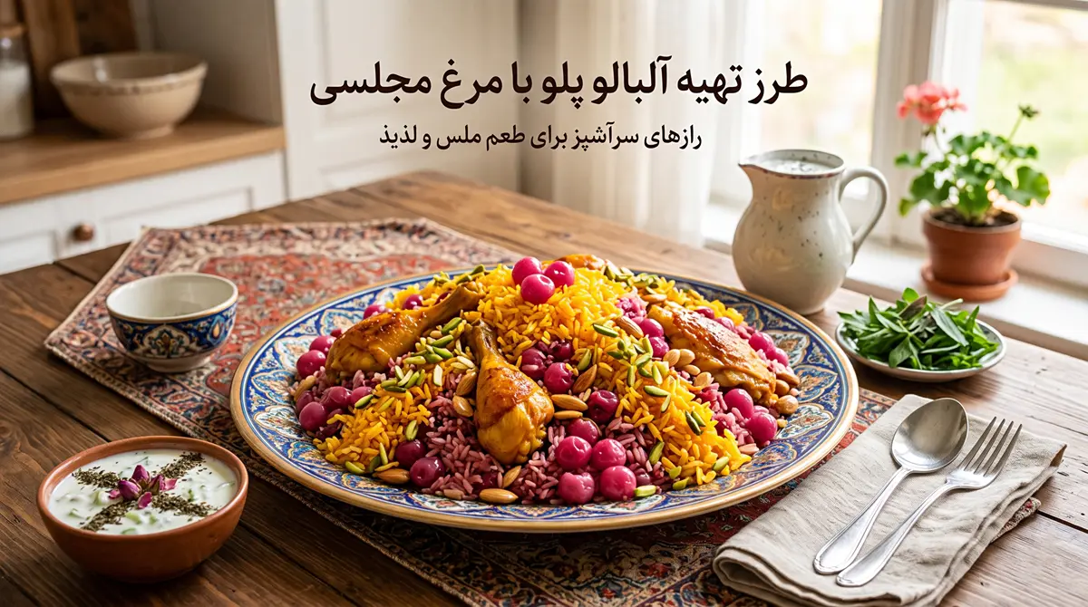 طرز تهیه آلبالو پلو با مرغ برای 4 نفر