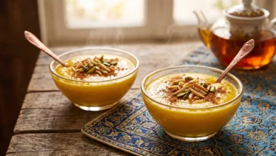 طرز تهیه کاچی ساده و زعفرانی برای دو نفر