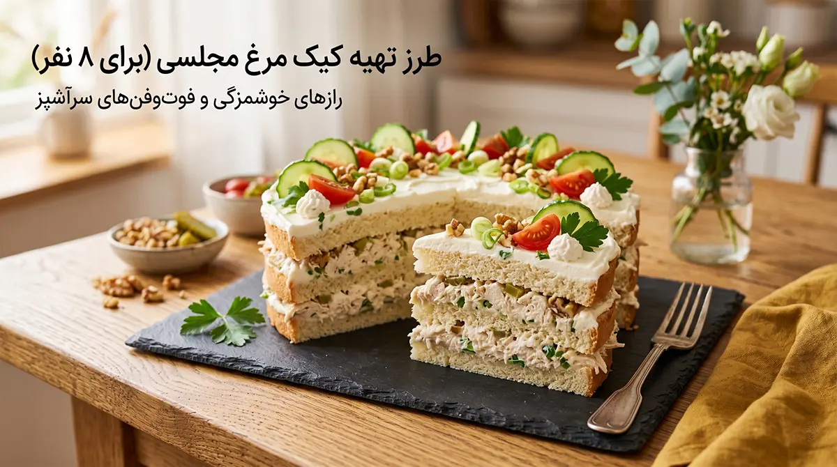 طرز تهیه کیک مرغ برای ۸ نفر