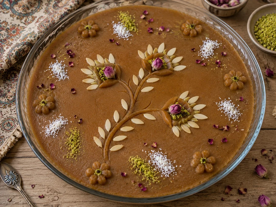 تزیین حلوا با پودر نارگیل 18